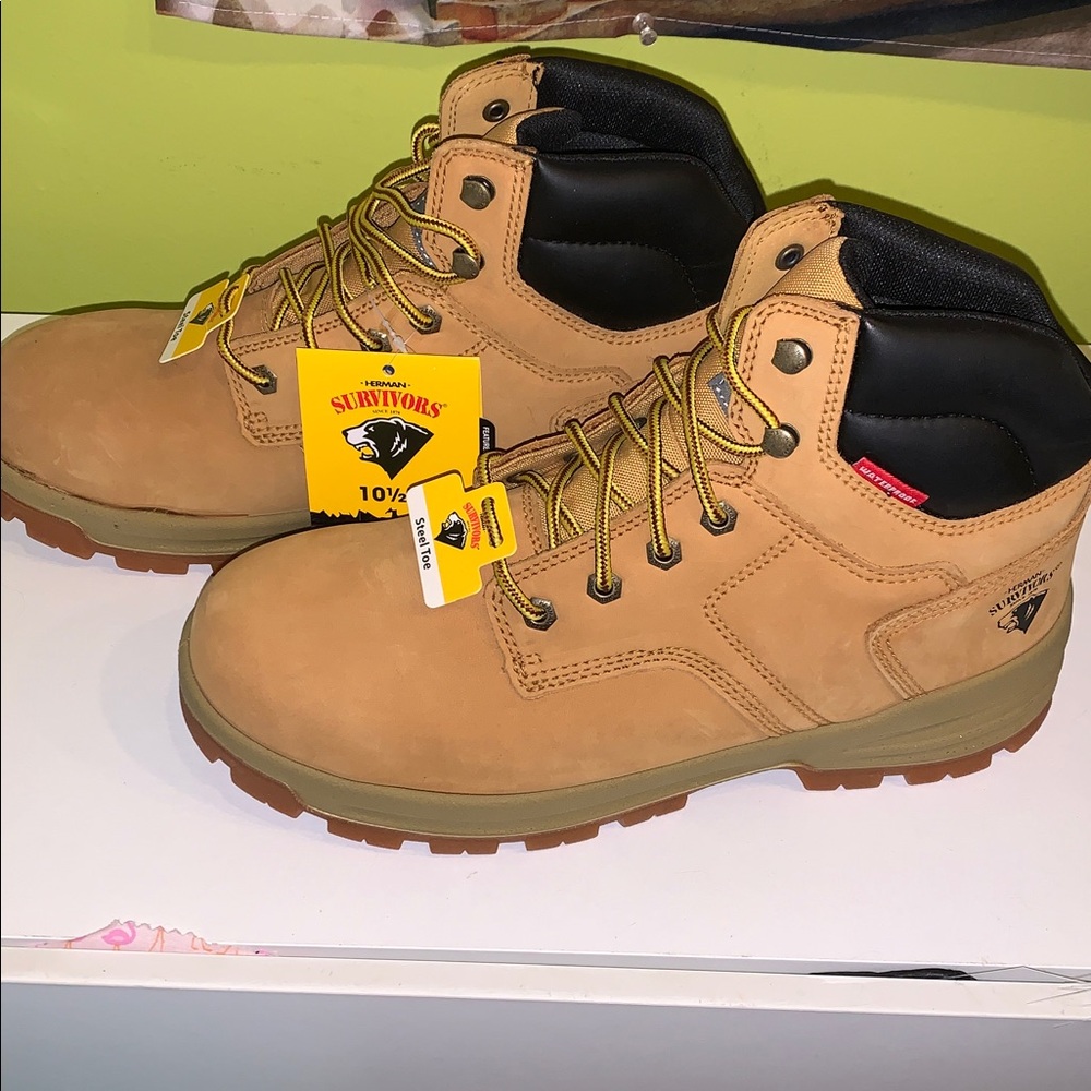 Herman Survivors leather steel toe work Boots nwt - Picture 3 of 14